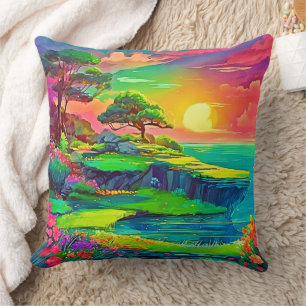 Cojín Decorativo Sunset Cliff Paradise Art