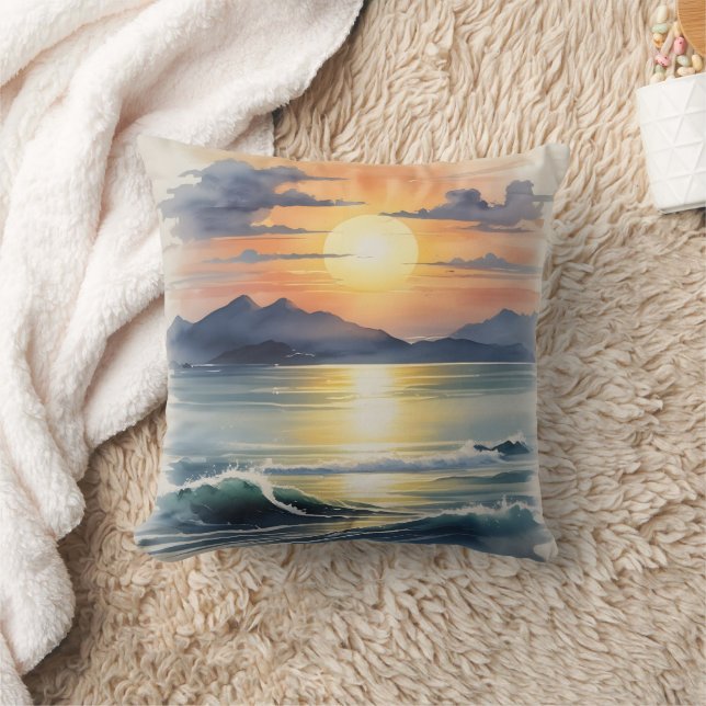 Cojín Decorativo Sunset de color agua (Manta)