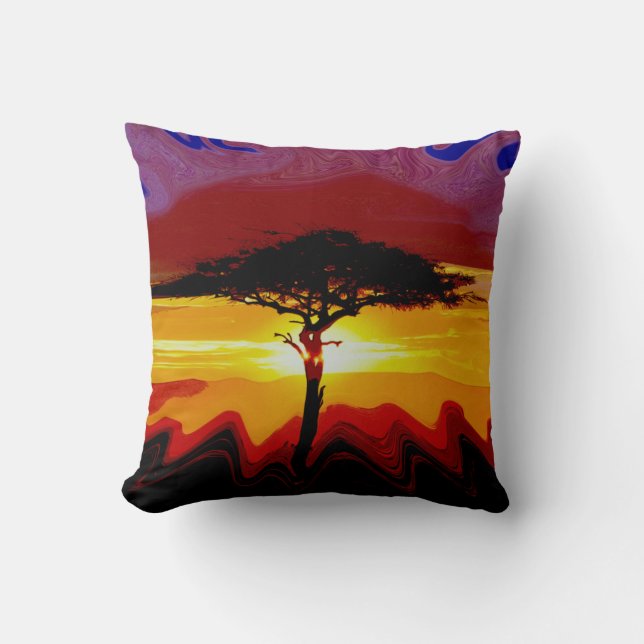Cojín Decorativo Sunset de Safari Africano (Anverso)