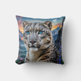 Cojín Decorativo Sunset en el Valle de la Montaña Snow Leopard