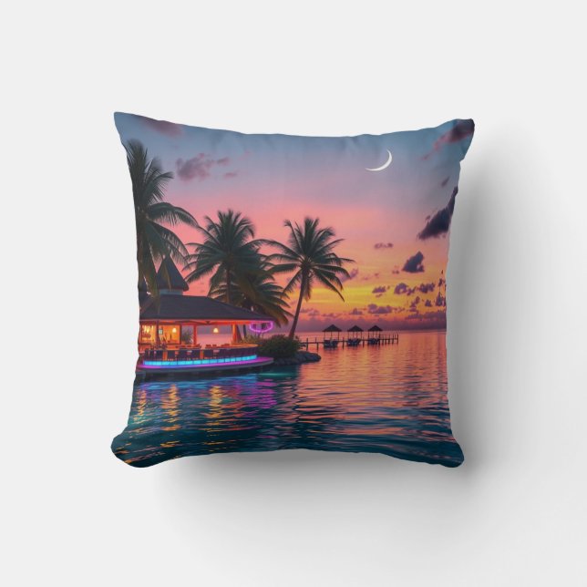 Cojín Decorativo Sunset en la laguna y Suns africanos (Anverso)