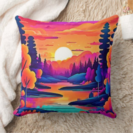 Cojín Decorativo Sunset Lake Fantasy Art