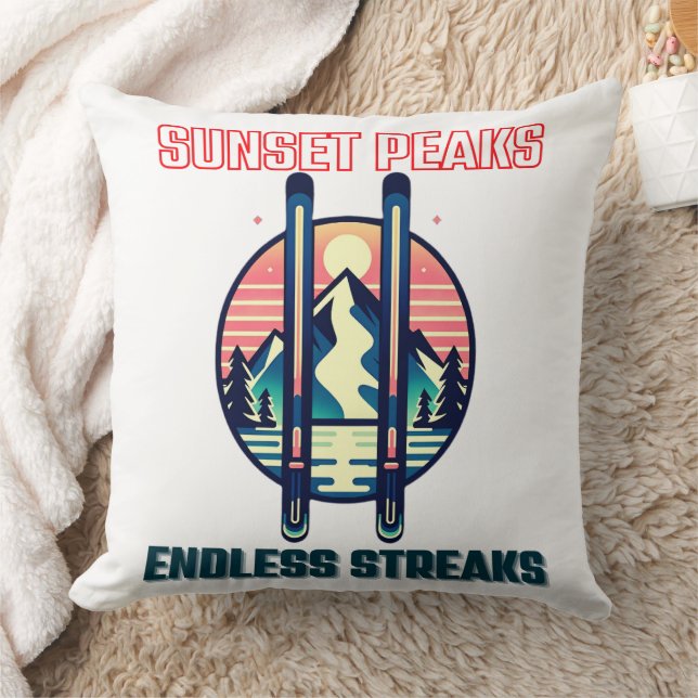 Cojín Decorativo Sunset Mountain Ski Adventure (Manta)