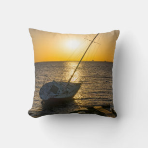 Cojín Decorativo Sunset Sailboat Shipwrect Golfo Breeze FL Pillow