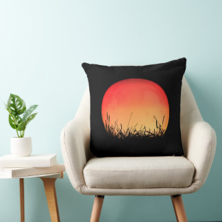 Cojín Decorativo Sunset Sunrise Red Color Meadow Field Serene Paz