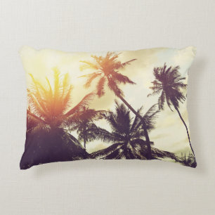 Cojín Decorativo Sunset tropical: Palm Silhouette Vintage