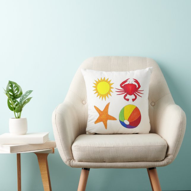 Cojín Decorativo Sunshine Crab Beach Ball Starfish Verano Mar (Silla)