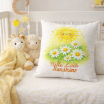 Cojín Decorativo Sunshine Daisy Watercolor Baby Shower Art<br><div class="desc">A sweet watercolor illustration featuring a smiling sunshine above a bed of fresh white daisies and soft greenery. Designed with gentle yellow and green tones, this cheerful artwork captures the warmth of sunshine baby shower themes and nursery decor. Perfect for sunshine-themed celebrations, spring baby showers, and joyful nursery spaces inspired...</div>