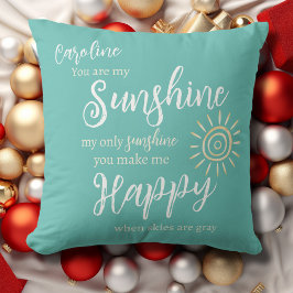 Cojín Decorativo Sunshine Me haces Feliz Nombre Personalizado Azul 