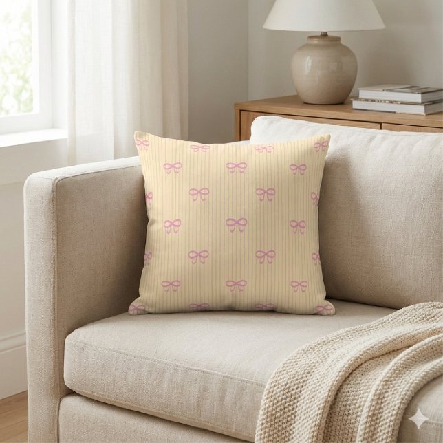 Cojín Decorativo Sunshine Yellow Balletcore Ribbon Bows (Subido por el creador)