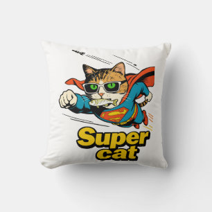 Cojín Decorativo Super Gato Vuela con Pescado