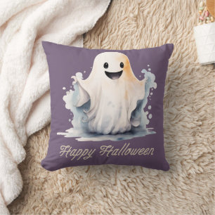 Cojín Decorativo Super lindo y feliz fantasma morado feliz Hallowee