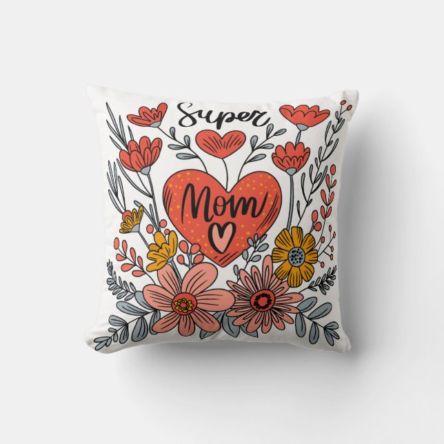 Cojín Decorativo Super Mamá Floral Pillow (Anverso)
