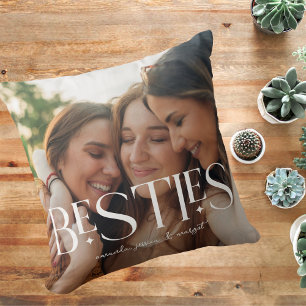 Cojín Decorativo Superamigas elegante superposición de dos fotos co