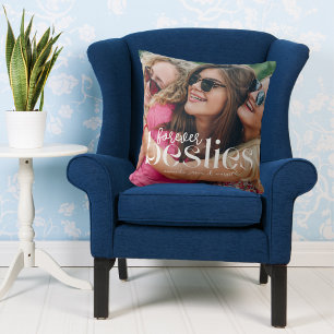 Cojín Decorativo Superamigas Modernas Superposición de Dos Fotos
