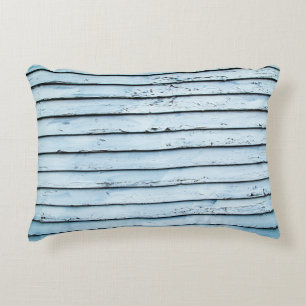 Cojín Decorativo Superficie de madera blanca y azul