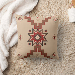Cojín Decorativo Superficie geométrica occidental roja crema