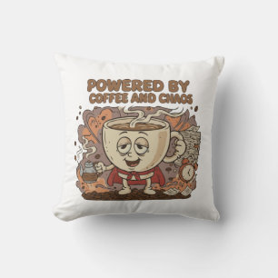 Cojín Decorativo Superhéro Divertido Retro del Café Impulsado por