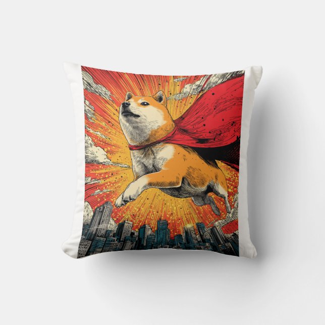 Cojín Decorativo Superhéro Shiba � Perro de Cómic (Anverso)