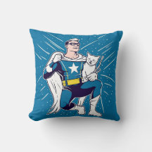 Superhéroe con su gato