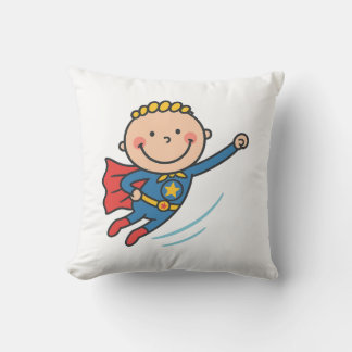 Cojín Decorativo Superhéroe personalizado niño volando camiseta par