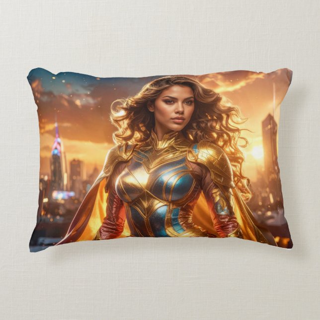 COJÍN DECORATIVO SUPERHÉROE - SUPERHÉROE FEMENINA (Anverso)