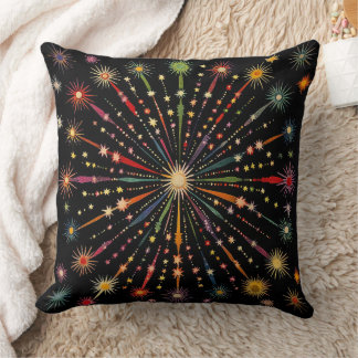 Cojín Decorativo Supernova - Estrellas arcoiris Galaxia Retro Negro