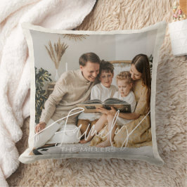 Cojín Decorativo Superposición de texto familiar boho elegante cojí