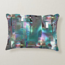 Cojín Decorativo Superposición de verde degradado y colorido en neó