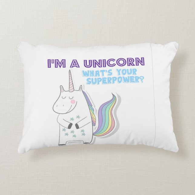 Cojín Decorativo Superpotencia de Unicorn (Anverso)