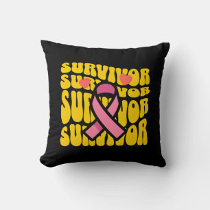 Cojín Decorativo Superviviente de la cinta rosa de concienciación s