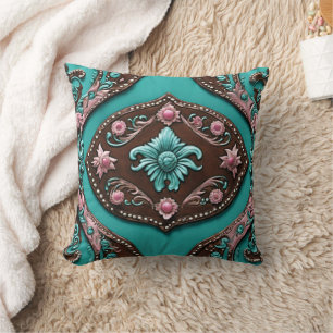Cojín Decorativo Sur Cowgirl Turquoise Pink Western Country