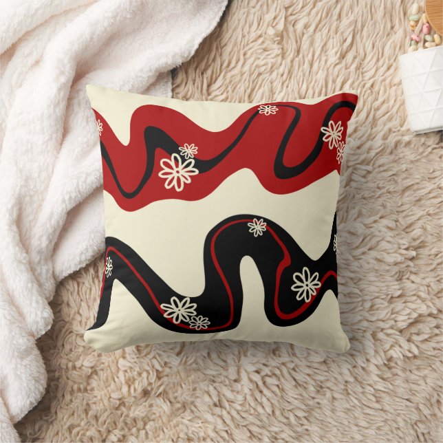 Cojín Decorativo Surco de margarita - Rojo y crema (Manta)