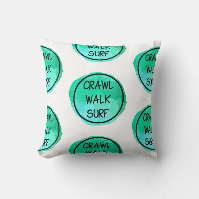 Cojín Decorativo Surf Caminata con diseño verde (Anverso)
