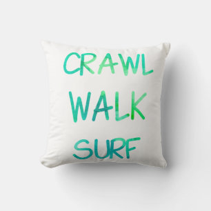 Cojín Decorativo Surf Caminata con fuente verde