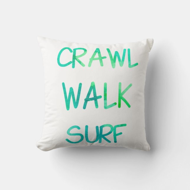 Cojín Decorativo Surf Caminata con fuente verde (Anverso)