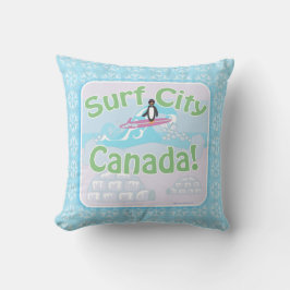 Cojín Decorativo Surf City Canada Fun Penguin Personalizado