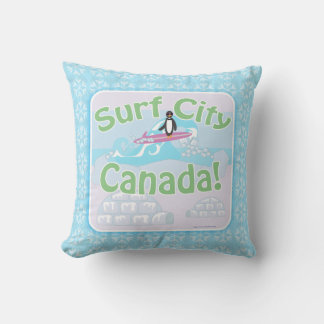 Cojín Decorativo Surf City Canada Fun Penguin Personalizado