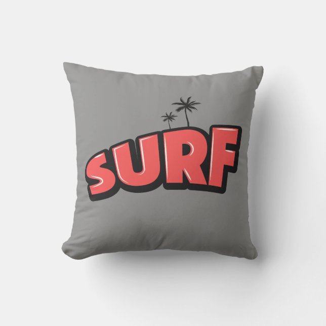 Cojín Decorativo Surf, just surf. In red and gray (Anverso)