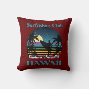 Cojín Decorativo Surf riders Club, Surfing Paradise, Hawaii