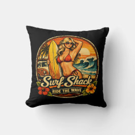 Cojín Decorativo Surf Shack Surfer Pin-Up | Ride The Waves Beach