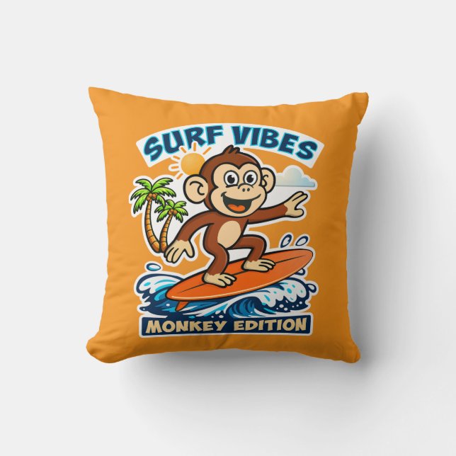 Cojín Decorativo Surf vibes - monkey edition (Anverso)