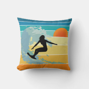 Cojín Decorativo Surfer Chica Vintage Sunset