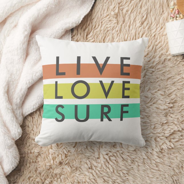Cojín Decorativo Surfers Live, Love, Surf Pillow (Manta)