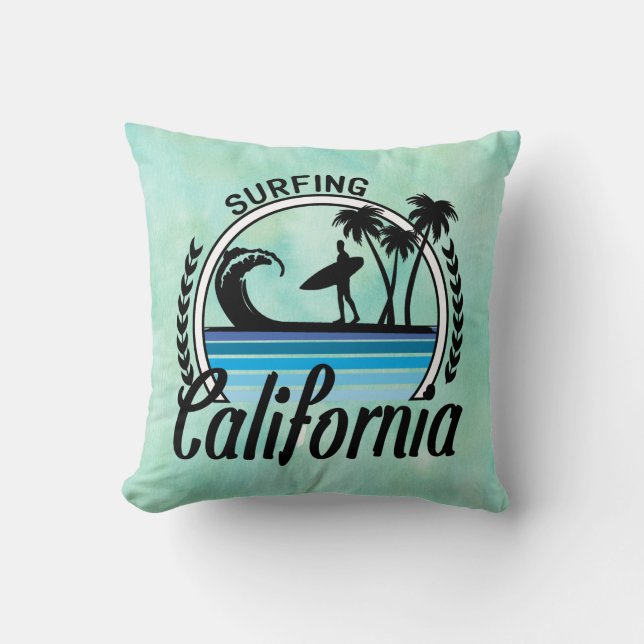 Cojín Decorativo Surfing California (Anverso)