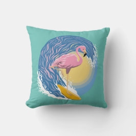 Cojín Decorativo Surfing Flamingo Graphic Ilustracion