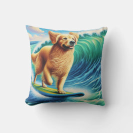 Cojín Decorativo Surfing Golden Retriever