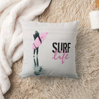 Cojín Decorativo Surfista Chica Cushion, Surf Art Decoración Coster