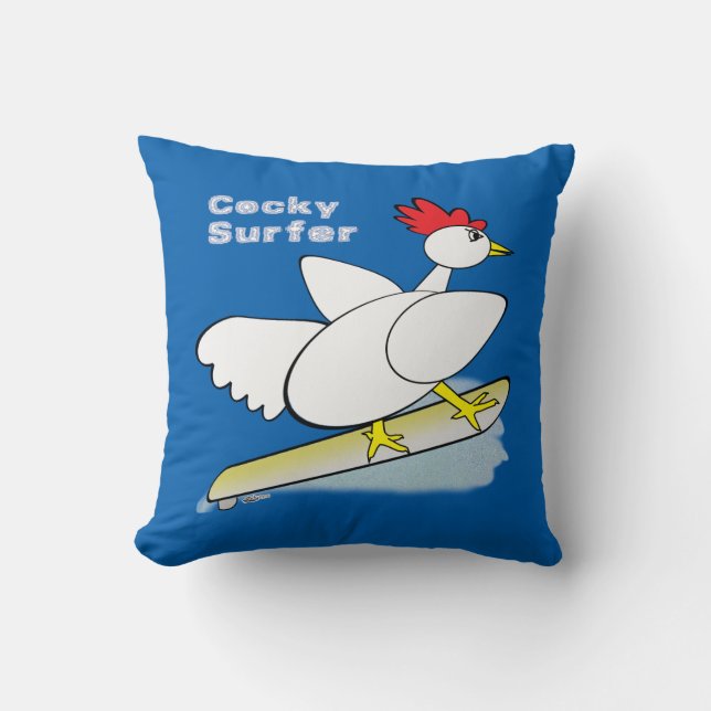 Cojín Decorativo Surfista de Cocky (Anverso)