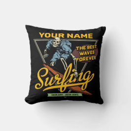 Cojín Decorativo Surfista de Waves de Surf Personalizado
